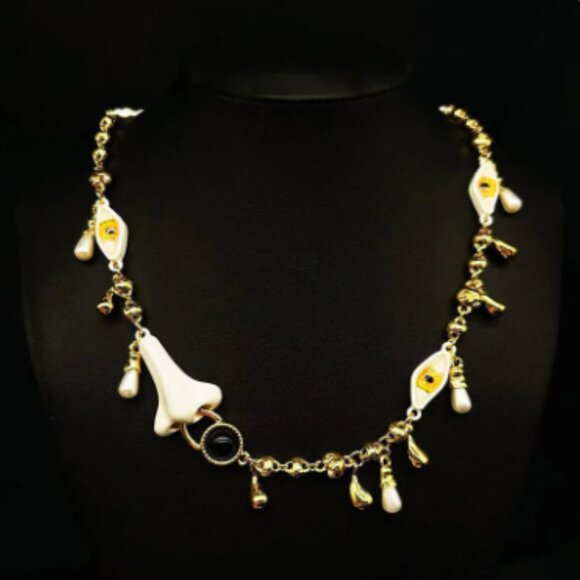 Schiaparelli Surrealist Inspired Statement Necklace Eyes Designer Look - Picture 1 of 4
